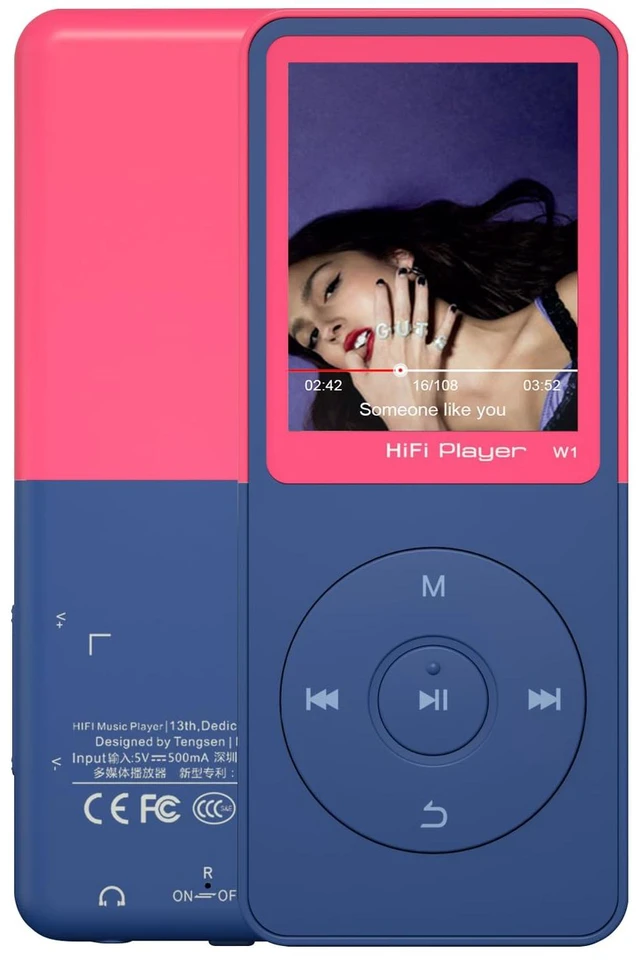 Main image of MP3 Player with Bluetooth 5.3, 1.8" Screen, Color-Block Music Player with FM Radio, Voice Recorder, A-B Repeat, Resume Playback and Up to 128GB microSD for Running and Travel,Pink,32GB