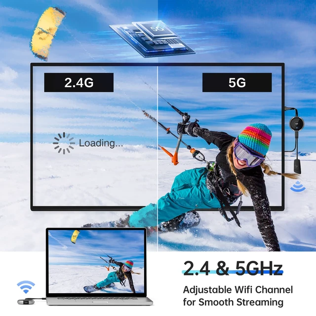 Alt view image 4 of 7 - USB C Wireless Transmitter and HDMI Receiver 4K, 2.4/5G Extender HDMI Wireless 165FT/50M, Casting Video/Audio for Laptop, MacBook, Surface, i-Pad, i-Phone 15-18 to Monitor, HDTV, Silver