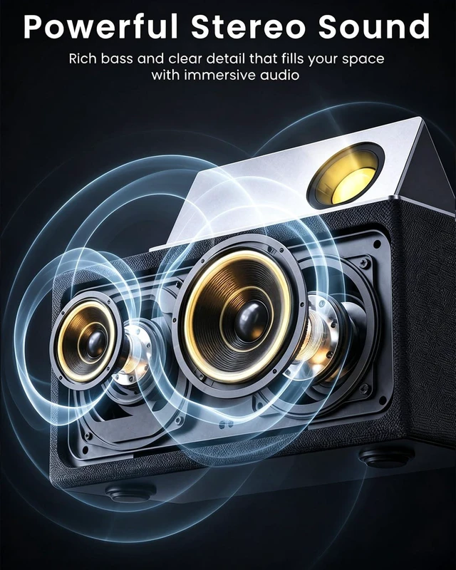 Alt view image 3 of 7 - Bluetooth Speaker Wireless, Charging Station for Home Sleep Gift Sound with Punchy Bass, 7 in 1 Sunset Lamp & White Noise, Smart Flip-Up LCD Display, Clock Syncs Phone's Time and Date