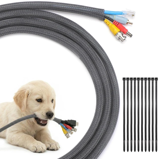 Main image of 10ft - 1/2 inch Cord Protectors from Pets no Chew, Grey Split Cable Management Sleeves, Wire Loom Tubing for TV USB Cord Protector, Cord Covers for Pets Bite-Resistant