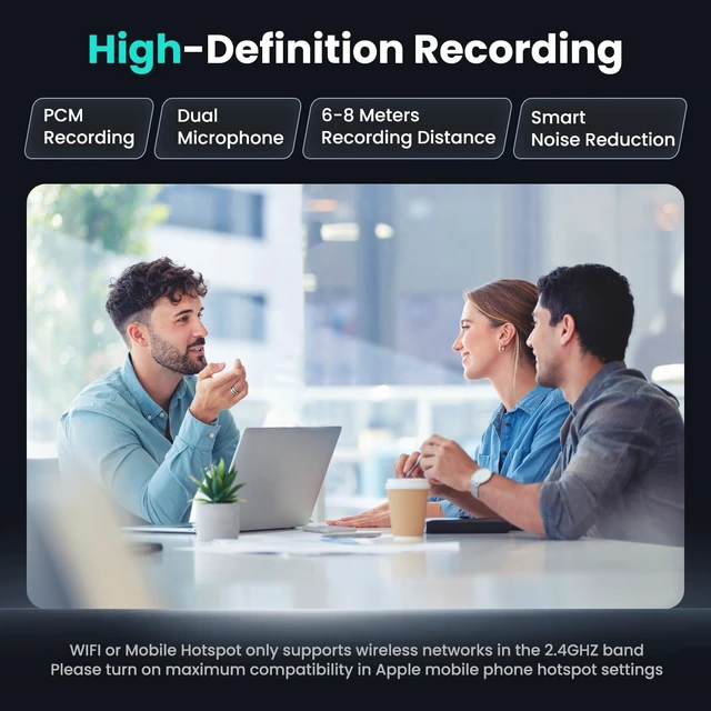 Alt view image 5 of 7 - AI Voice Recorder, 80GB Digital Recorder with Unlimited Transcription, Summarize, Translation, Voice-to-Text Recorder Transcriber Supporting 13 Languages, Voice Recorder with Playback for Lectures