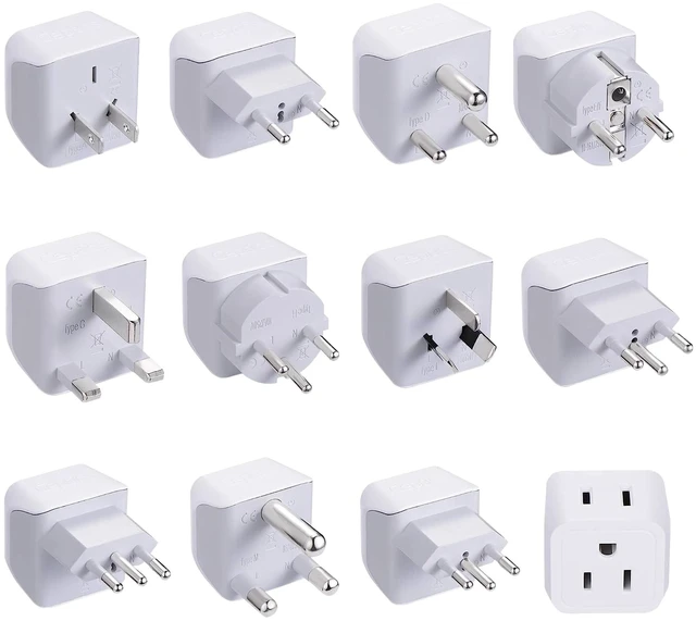Main image of World Travel Adapter Set - 2 in 1 USA to Europe, Asia, Africa, India, Japan, Australia, Brazil, China, Israel and more - 11 Pack - Safe Grounded - Works with Cell phones, Laptops, Chargers