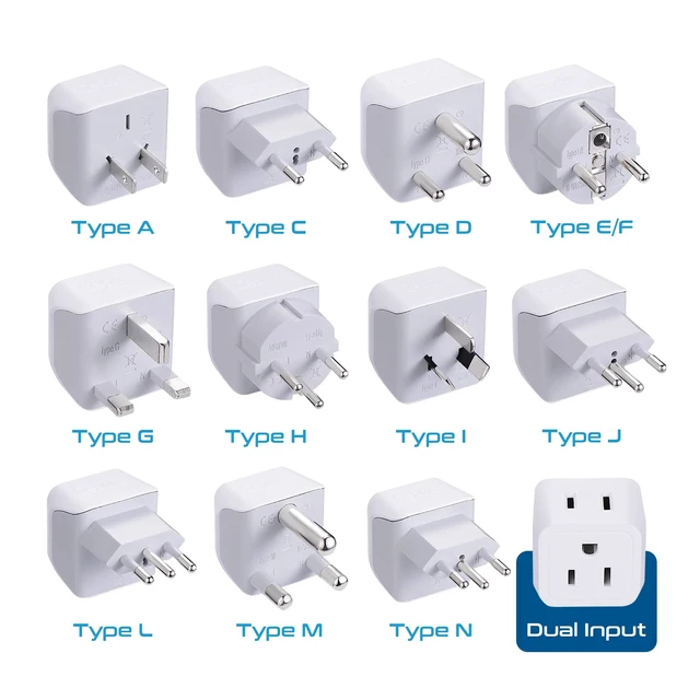 Alt view image 2 of 7 - World Travel Adapter Set - 2 in 1 USA to Europe, Asia, Africa, India, Japan, Australia, Brazil, China, Israel and more - 11 Pack - Safe Grounded - Works with Cell phones, Laptops, Chargers