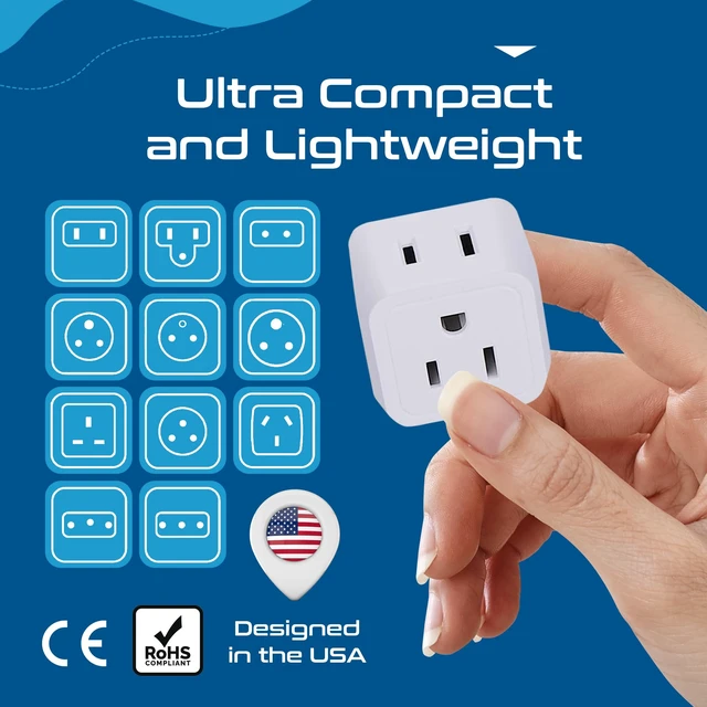 Alt view image 7 of 7 - World Travel Adapter Set - 2 in 1 USA to Europe, Asia, Africa, India, Japan, Australia, Brazil, China, Israel and more - 11 Pack - Safe Grounded - Works with Cell phones, Laptops, Chargers