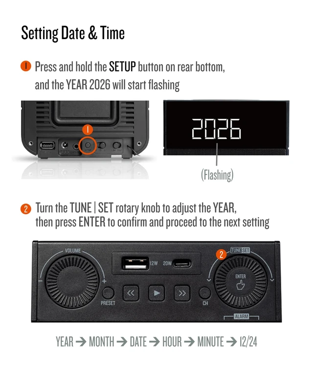 Alt view image 6 of 7 - Sound Rise II, SFQ-16: Bedside Alarm Clock Radio & Bluetooth Speaker, with Large Display Screen, FM Radio, Fast USB Charging, and Nature Sound