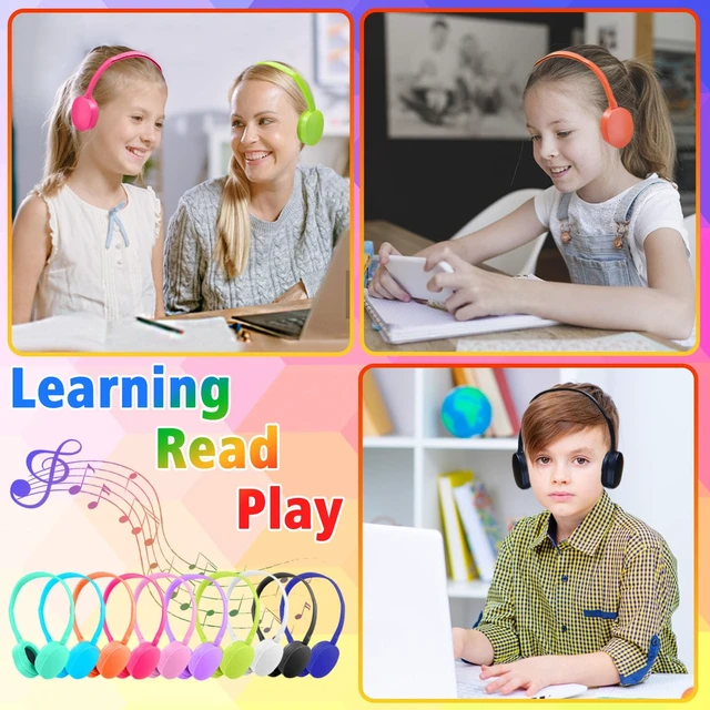 Alt view image 6 of 7 - 20 Pack Kids Headphones Bulk for Classroom School, Durable Wholesale Wired Headphones for Kids Student Boys Girls Adults,HD Sound 3.5mm Jack for Chromebook Computer(10 Color)