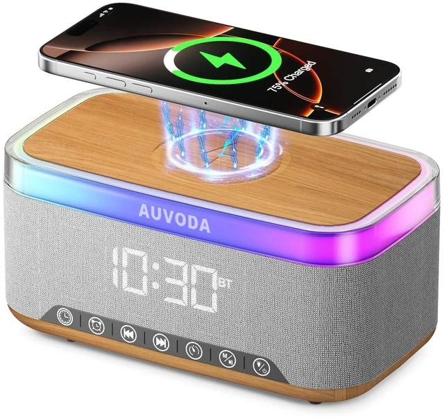 Main image of S300 Bluetooth Speaker with Wireless Charging & LED Lights 16 W Stereo, TWS Pairing, BT 5.3, Wake-Up Function, TF & AUX Inputs, 3600 mAh Battery, for Home, Office & Bedroom
