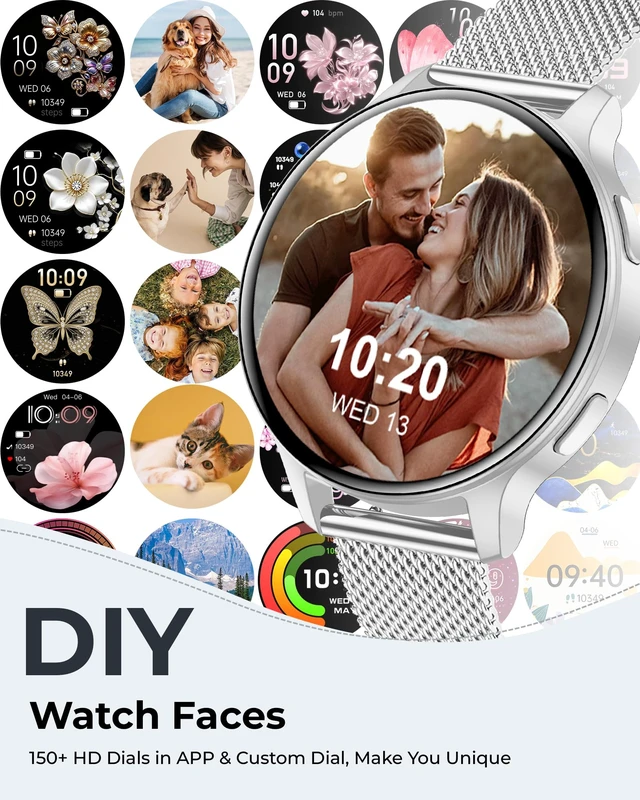 Alt view image 7 of 7 - Smart Watch for Women, 1.27" HD Fitness Tracker with 4 Bands & Necklace Gift Set, Heart Rate SpO2 Sleep Monitor, 120+ Sport Modes, Call & Notifications, Smartwatch for Android iPhone, 40mm Silver