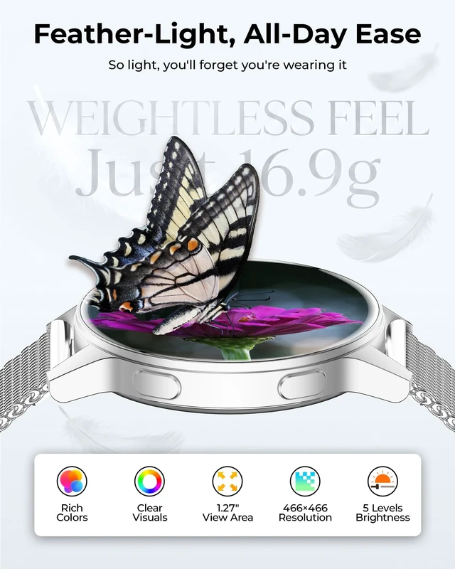 Alt view image 3 of 7 - Smart Watch for Women, 1.27" HD Fitness Tracker with 4 Bands & Necklace Gift Set, Heart Rate SpO2 Sleep Monitor, 120+ Sport Modes, Call & Notifications, Smartwatch for Android iPhone, 40mm Silver