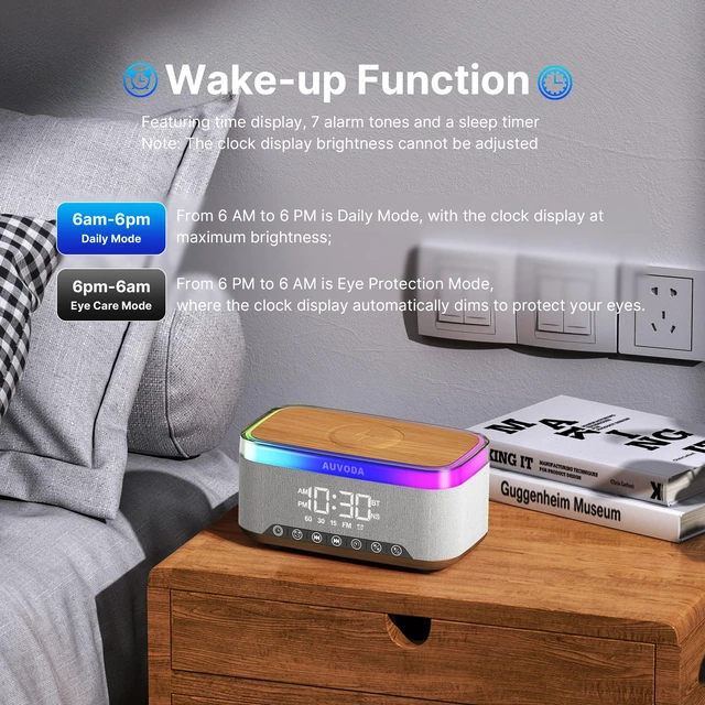 Alt view image 6 of 7 - S300 Bluetooth Speaker with Wireless Charging & LED Lights 16 W Stereo, TWS Pairing, BT 5.3, Wake-Up Function, TF & AUX Inputs, 3600 mAh Battery, for Home, Office & Bedroom