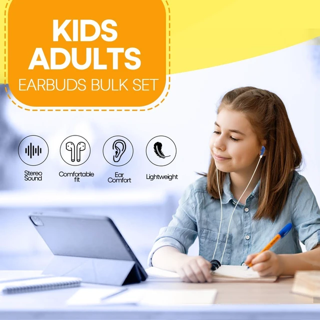 Alt view image 6 of 7 - 100 Pack Bulk Earbuds for Kids School Classroom,Student Wired Headphones with 3.5 mm Jack Multi Colored Earphones for Computer Chromebook Laptop PC (HTC101)