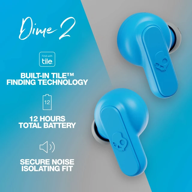 Alt view image 2 of 7 - Dime 2 Wireless In-Ear Bluetooth Earbuds - Light Grey/Blue Bluetooth, Noise Isolating Fit, 12 Hours Battery, Microphone for iPhone Android, Easy Carry with Integrated Lanyard
