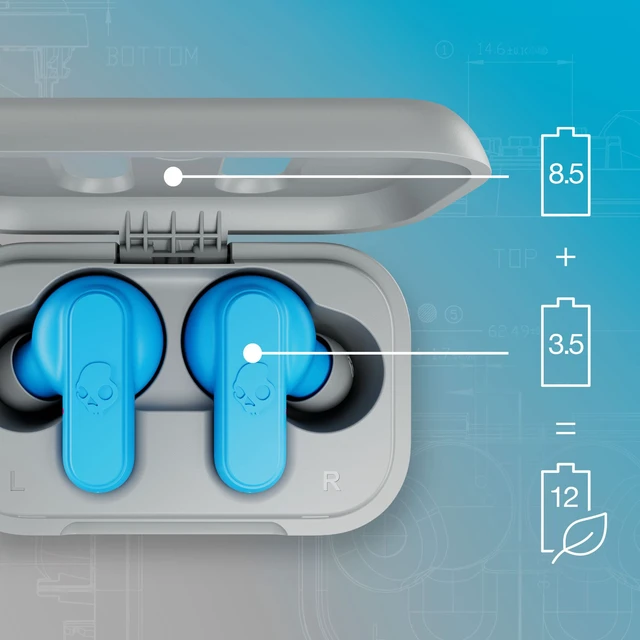 Alt view image 4 of 7 - Dime 2 Wireless In-Ear Bluetooth Earbuds - Light Grey/Blue Bluetooth, Noise Isolating Fit, 12 Hours Battery, Microphone for iPhone Android, Easy Carry with Integrated Lanyard
