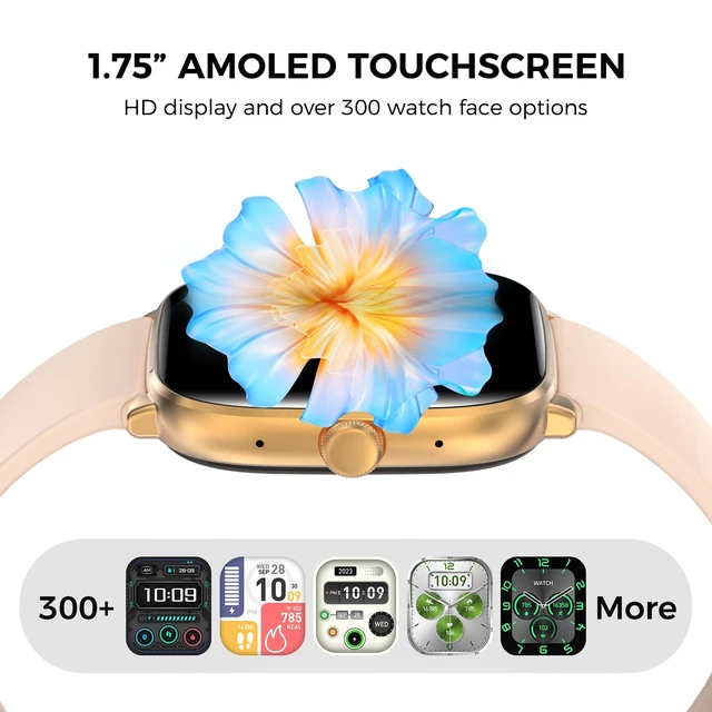 Alt view image 2 of 7 - Android Smart Watches for Women, 1.75 AMOLED Touchscreen, Bluetooth Calling, Heart Rate/SpO2/Sleep Monitor, Long Battery, IP68 Waterproof Finess Watch Compatible with iPhone Android (Gold)