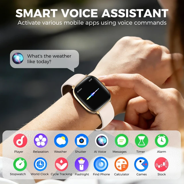 Alt view image 5 of 7 - Android Smart Watches for Women, 1.75 AMOLED Touchscreen, Bluetooth Calling, Heart Rate/SpO2/Sleep Monitor, Long Battery, IP68 Waterproof Finess Watch Compatible with iPhone Android (Gold)