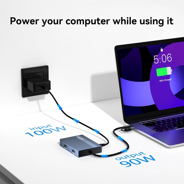 Alt view image 7 of 7 - Dual DP DisplayLink Adapter for M1/M2/M3/M4 MacBook Air/Pro 4K@60Hz DisplayPort Docking Station, 2 DP & 3 USB-A, 100W PD Charging (Support Video Transmission,No HDMI, Driver Required)