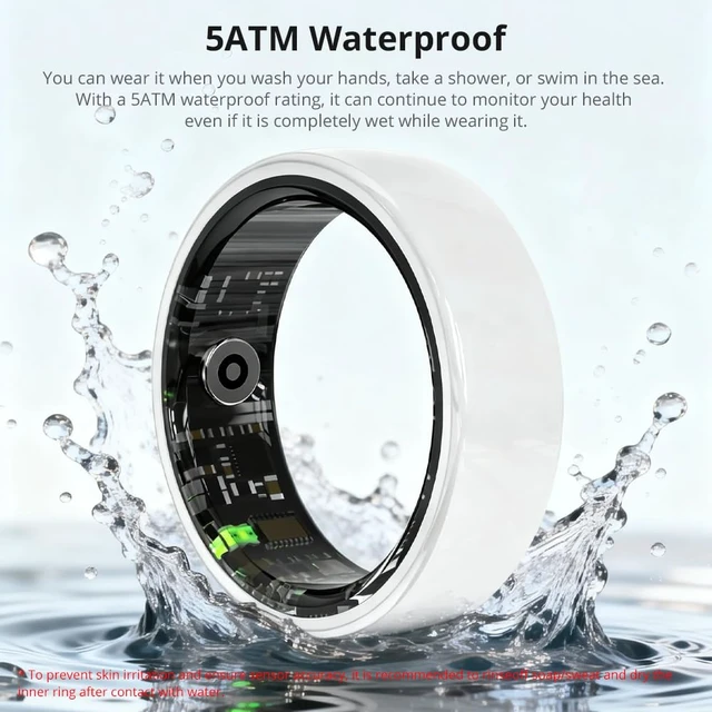 Alt view image 6 of 7 - Smart Ring for Women, Health Tracker & 5ATM, R02. (White Ceramic, 8#) Smart Ring & No Subscription Fee, Menstrual Cycle, Skin Temperature, Heart Rate, Sleep Health Monitoring, Sports Tracking