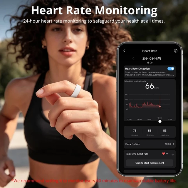 Alt view image 5 of 7 - Smart Ring for Women, Health Tracker & 5ATM, R02. (White Ceramic, 8#) Smart Ring & No Subscription Fee, Menstrual Cycle, Skin Temperature, Heart Rate, Sleep Health Monitoring, Sports Tracking