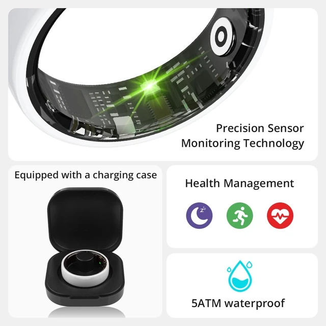 Alt view image 4 of 7 - Smart Ring for Women, Health Tracker & 5ATM, R02. (White Ceramic, 8#) Smart Ring & No Subscription Fee, Menstrual Cycle, Skin Temperature, Heart Rate, Sleep Health Monitoring, Sports Tracking