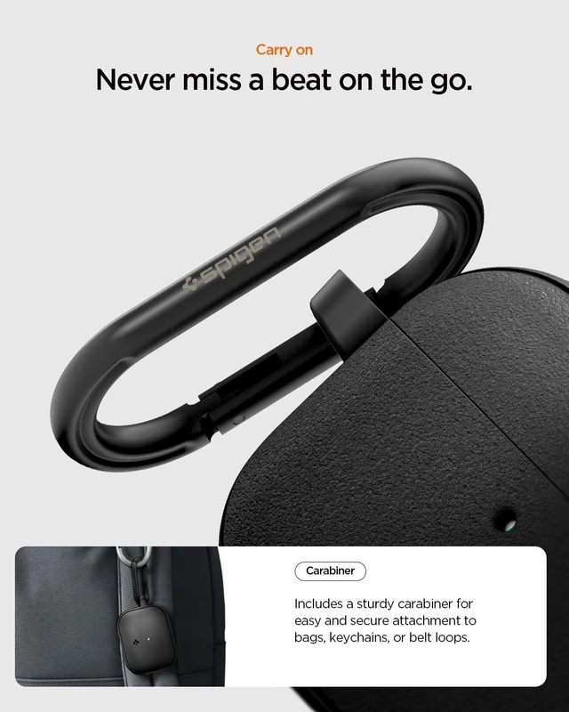 Alt view image 6 of 7 - Vault Case Designed for AirPods Pro 3 Case (2025) Secure Magnetic Lock, Military-Grade Drop Protection, Carabiner Included - Matte Black
