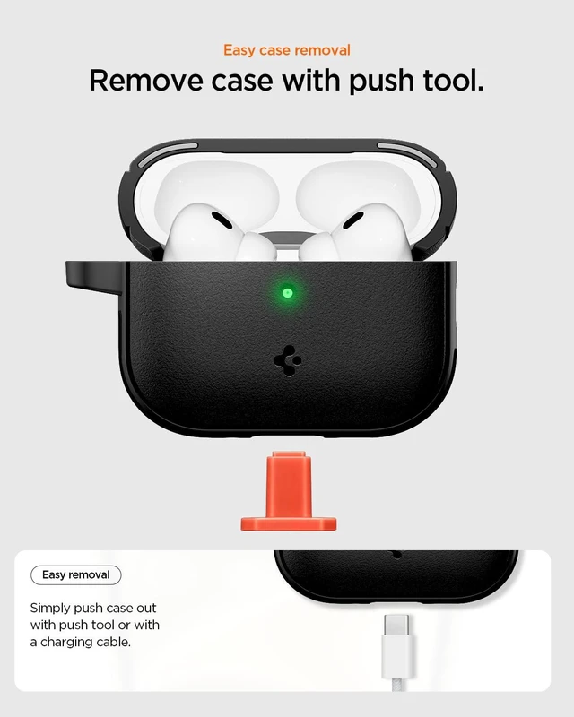 Alt view image 7 of 7 - Vault Case Designed for AirPods Pro 3 Case (2025) Secure Magnetic Lock, Military-Grade Drop Protection, Carabiner Included - Matte Black