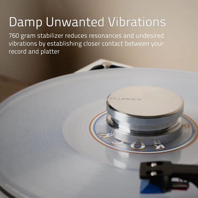 Alt view image 2 of 6 - HiFi Vinyl Record Weight Stabilizer High Mass 760 gram Steel LP Disc Turntable Accessory with Protective Velvet Pad for Vibration Damping (RW02)
