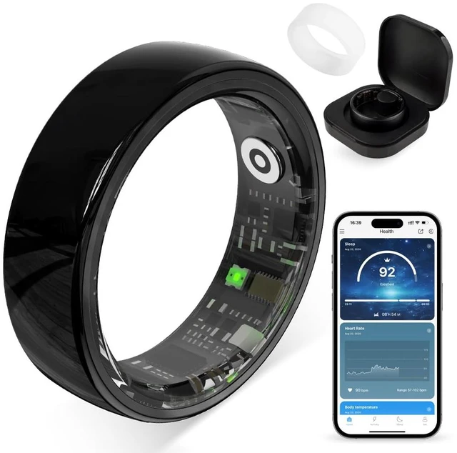 Main image of Smart Ring for Women, Health Tracker & 5ATM, R02.(Black Ceramic, 10#) Smart Ring & No Subscription Fee, Menstrual Cycle, Skin Temperature, Heart Rate, Sleep Health Monitoring, Sports Tracking