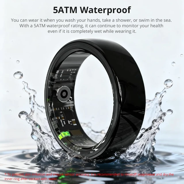 Alt view image 6 of 7 - Smart Ring for Women, Health Tracker & 5ATM, R02.(Black Ceramic, 10#) Smart Ring & No Subscription Fee, Menstrual Cycle, Skin Temperature, Heart Rate, Sleep Health Monitoring, Sports Tracking