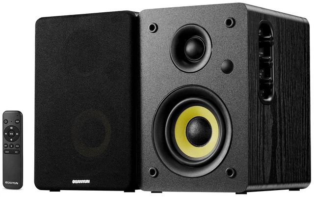 Main image of SW206 80W 2.0 Active Bookshelf Speakers, Dual-Mode Creator & Music 4" Carbon Fiber + 25mm Silk Dome, 24bit DAC, 6.35mm TRS Balanced + (Optical/Coaxial/AUX/USB/BT) Inputs, MDF, (Pair, Black)