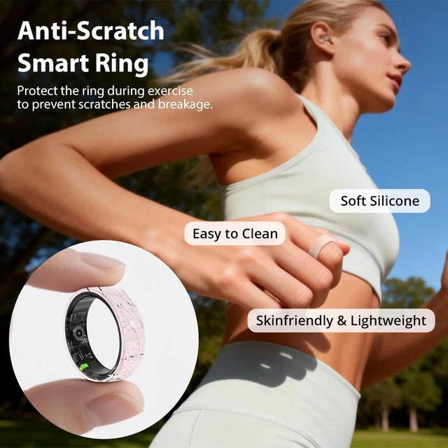 Alt view image 5 of 7 - Smart Ring for Women, Health Tracker & 5ATM, R02. (Pink Ceramic, 8#) Smart Ring & No Subscription Fee, Menstrual Cycle, Skin Temperature, Heart Rate, Sleep Health Monitoring, Sports Tracking