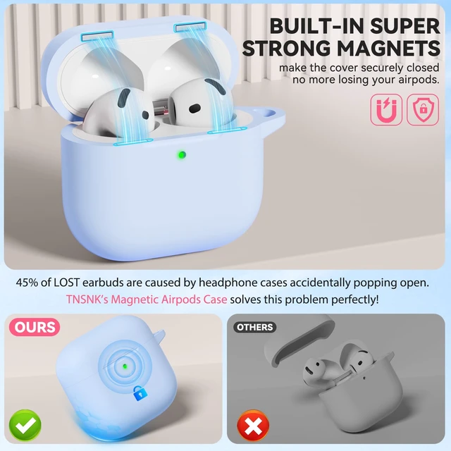 Alt view image 2 of 6 - for AirPods 4 Case with Magnetic Cover, Silicone AirPod 4 Case Cover Compatible with Apple Airpods 4th Gen 2024, Shockproof Protective Cases for Women Girly with Cleaner Kit and Keychain