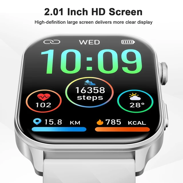 Alt view image 2 of 7 - Smart Watch, GPS, 2.01" HD Touch Fitness Watch, Silver Gray 2.01"HD Touchscreen, for iPhone/Android Phones, Fitness Tracker, Heart Rate/Sleep Monitor, 110+ Sport, Waterproof