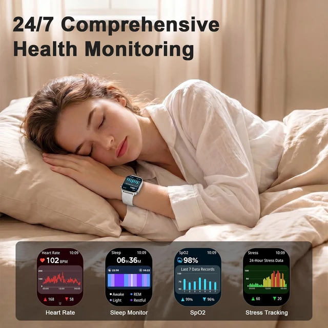 Alt view image 3 of 7 - Smart Watch, GPS, 2.01" HD Touch Fitness Watch, Silver Gray 2.01"HD Touchscreen, for iPhone/Android Phones, Fitness Tracker, Heart Rate/Sleep Monitor, 110+ Sport, Waterproof