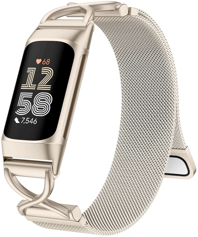 Main image of X-Shape Metal Band Compatible with Fitbit Charge 6/ Charge 5 Bands for Women Men, Soft Stainless Steel Mesh Loop Strap Bracelet Wrist Band Replacement for Fitbit Charge 5/ Charge 6 Fitness Tracker