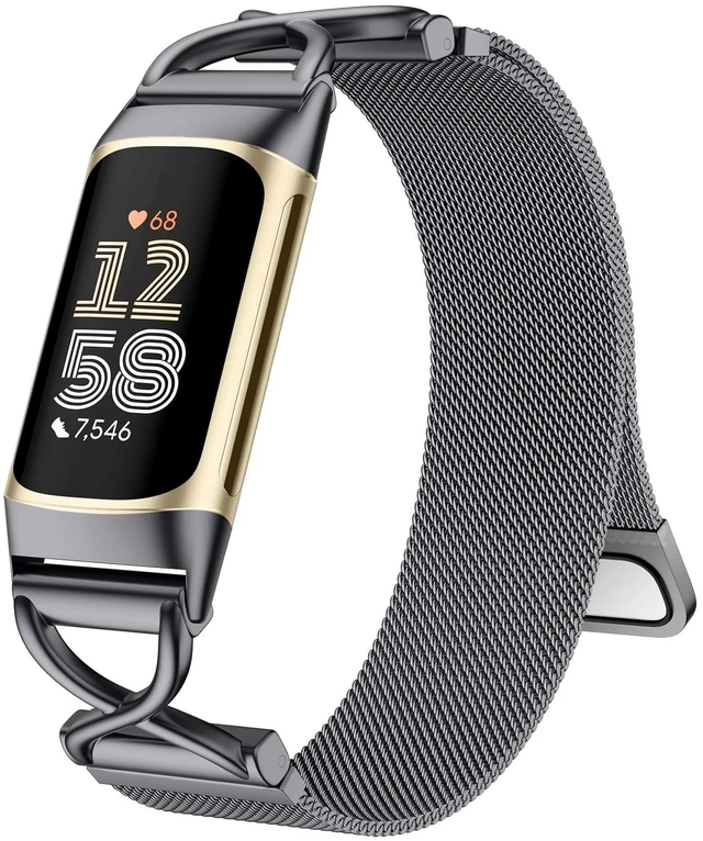 Main image of X-Shape Metal Band Compatible with Fitbit Charge 6/ Charge 5 Bands for Women Men, Soft Stainless Steel Mesh Loop Strap Bracelet Wrist Band Replacement for Fitbit Charge 5/ Charge 6 Fitness Tracker