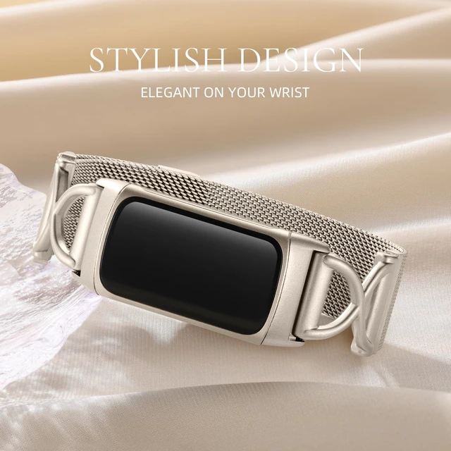 Alt view image 5 of 7 - X-Shape Metal Band Compatible with Fitbit Charge 6/ Charge 5 Bands for Women Men, Soft Stainless Steel Mesh Loop Strap Bracelet Wrist Band Replacement for Fitbit Charge 5/ Charge 6 Fitness Tracker