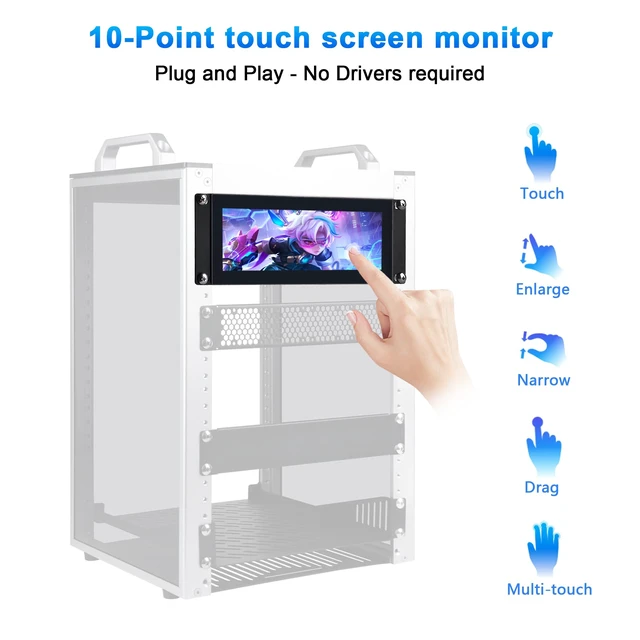 Alt view image 2 of 7 - 7.84 Inch 2U Rack Mount Touchscreen Monitor,1280×400 IPS Secondary Display with Speaker, Compatible with DeskPi RackMate T0/T1/T2/T0 Plus/T1 Plus/TL1, Tecmojo 4U/6U/9U/12U 10inch Server Rack Cabinet