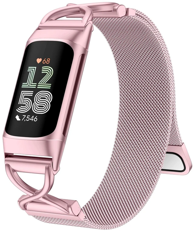 Main image of X-Shape Metal Band Compatible with Fitbit Charge 6/ Charge 5 Bands for Women Men, Soft Stainless Steel Mesh Loop Strap Bracelet Wrist Band Replacement for Fitbit Charge 5/ Charge 6 Fitness Tracker