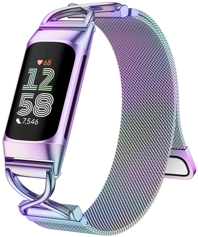 Main image of X-Shape Metal Band Compatible with Fitbit Charge 6/ Charge 5 Bands for Women Men, Soft Stainless Steel Mesh Loop Strap Bracelet Wrist Band Replacement for Fitbit Charge 5/ Charge 6 Fitness Tracker