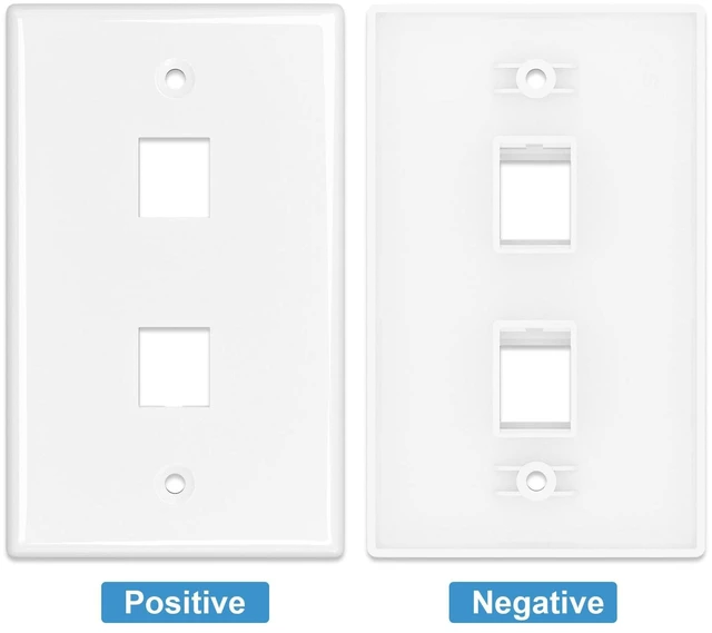 Alt view image 5 of 7 - 5-Pack Shielded Cat6A Ethernet Wall Plate, 2-Port RJ45 Wall Plate 2-Port Keystone Wall Plates with Cat 6A Shielded Coupler and Bracket, Female to Female Cat6a Wall Plate, Cat6a/Cat6/5e, PoE
