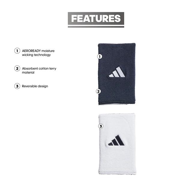 Alt view image 2 of 3 - Interval Large Reversible Wristband Unisex, Moisture-Wicking, Stretch Fit, Non-Slip Grip, Secure Comfort, Game & Training Ready