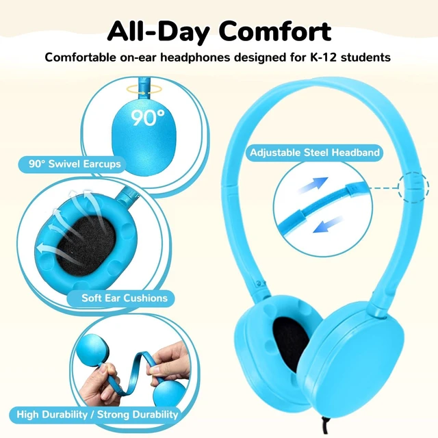 Alt view image 2 of 7 - Kids Headphones Bulk 100 Pack for Classroom School Students Teens Children Gift and Adult, Wholesale Wired Adjustable Headphones for Classroom Earphones(Multi Color)