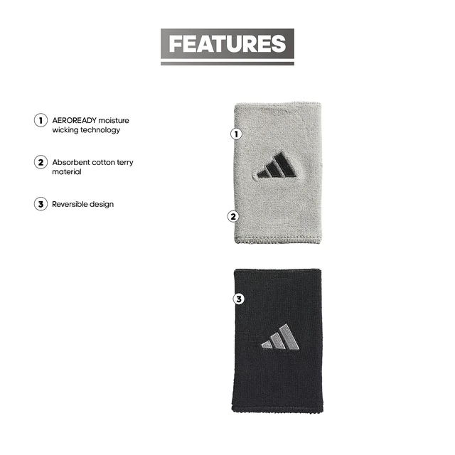 Alt view image 2 of 3 - Interval Large Reversible Wristband Unisex, Moisture-Wicking, Stretch Fit, Non-Slip Grip, Secure Comfort, Game & Training Ready