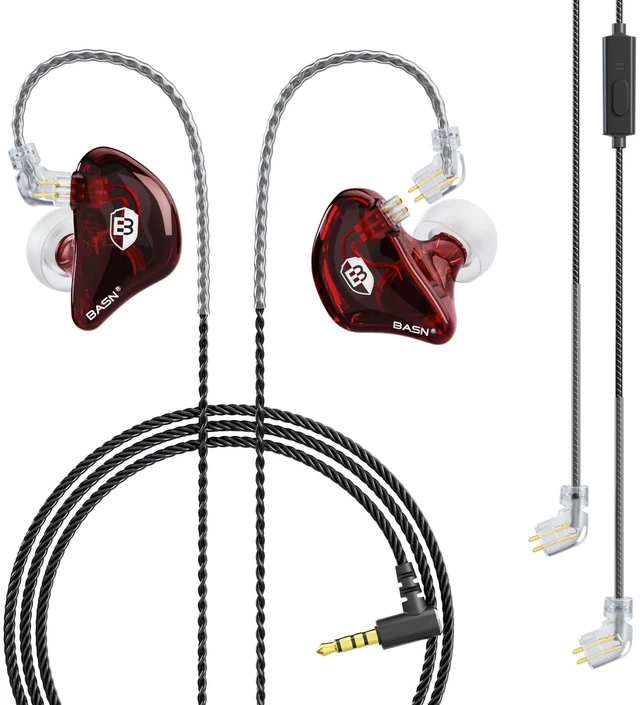 Main image of Bsinger Pro in Ear Monitor Headphones,Dual Drivers 2-Pin IEM Earbuds Wired IEM Earphones for HiFi Stereo Music,Portable Case,Ergonomic Custom-Fit,4.9ft Detachable Cable with Mic for Gaming (Red)