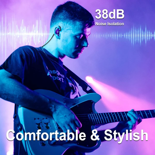 Alt view image 4 of 6 - Bsinger Pro in Ear Monitor, Dual Drivers MMCX IEM Earphones (Purple) HiFi Wired IEM Earbud,Portable Case,Ergonomic Fit Headphone,Two 4.9ft Detachable Cables,for Beginner Musician,Singer,Drummer