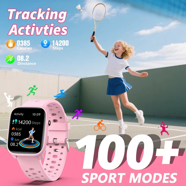 Alt view image 3 of 7 - Kids Smart Watches Girls Gift Age 6-12 with 12 Puzzle Games, Heart Rate, Sleep Monitor, Pedometer, Flashlight, 1.83" Touchscreen IP68 Waterproof Kid Watch Brithday Gift for Girls