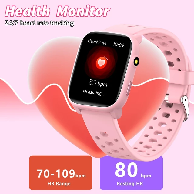 Alt view image 6 of 7 - Kids Smart Watches Girls Gift Age 6-12 with 12 Puzzle Games, Heart Rate, Sleep Monitor, Pedometer, Flashlight, 1.83" Touchscreen IP68 Waterproof Kid Watch Brithday Gift for Girls