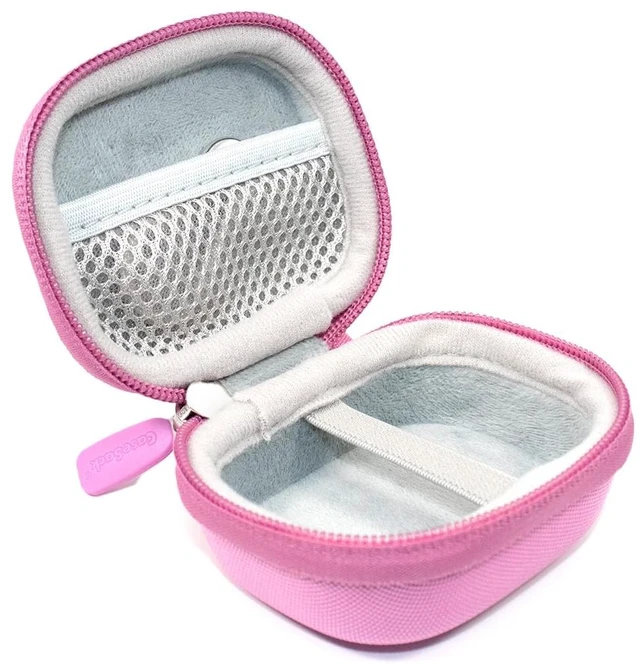 Alt view image 4 of 5 - Case for TAGRY X08 Bluetooth Headphones True Wireless Earbuds 60H, mesh Pocket for Charge Cable (Pink)