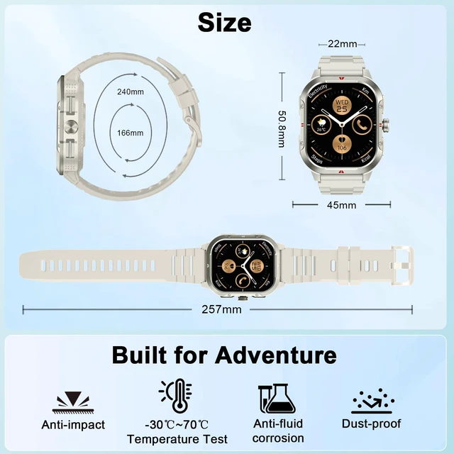 Alt view image 7 of 7 - Smart Watch for Men Android/iPhone, 2.06" HD Anti-impact Touchscreen GPS Smartwatch with Heart Rate/SpO2/Sleep/Monitor, Answer/Make Call/Notifications, Fitness Watch IP68 Waterproof, 100+ Sport Mode