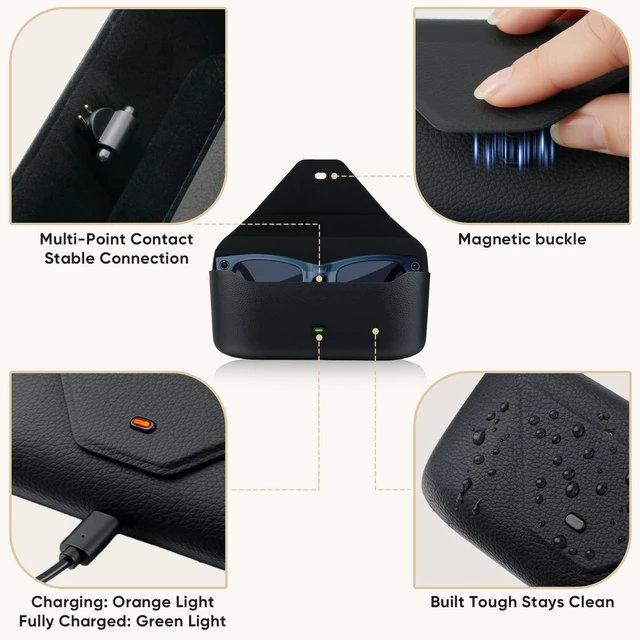 Alt view image 3 of 7 - Charging Case for Ray-Ban Meta Wayfarer/Skyler/Headliner, Oakley Meta HSTN Meta Blayzer/Scriber Replacement Charger, LED Indicator, Black